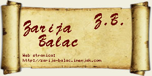 Zarija Balać vizit kartica
